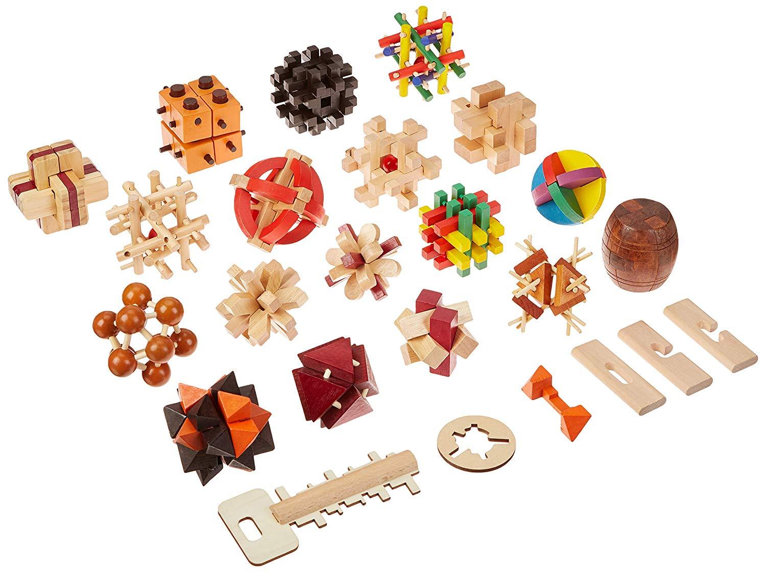 20-in-One Brain Teaser Wooden Puzzle Set for Toddlers to Adults