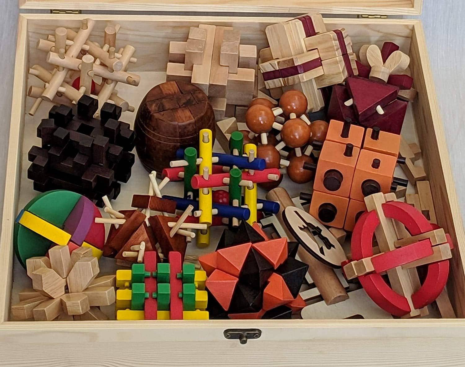 20-in-One Brain Teaser Wooden Puzzle Set for Toddlers to Adults - Image 3