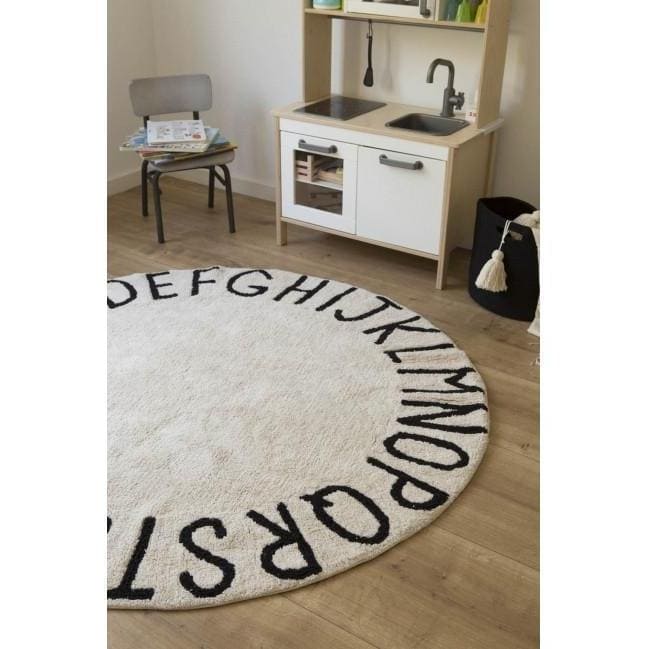 Round ABC Machine Washable Rugs - 5 Feet - Cotton - Image 2