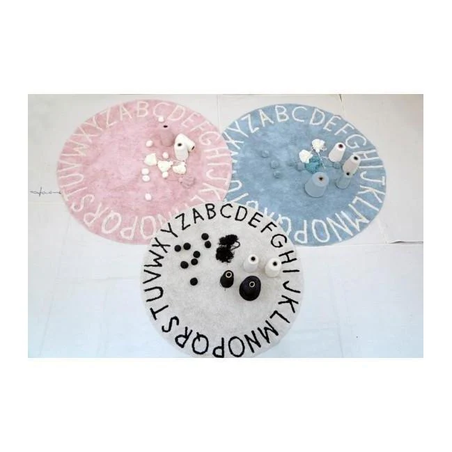 Round ABC Machine Washable Rugs - 5 Feet - Cotton - Image 4