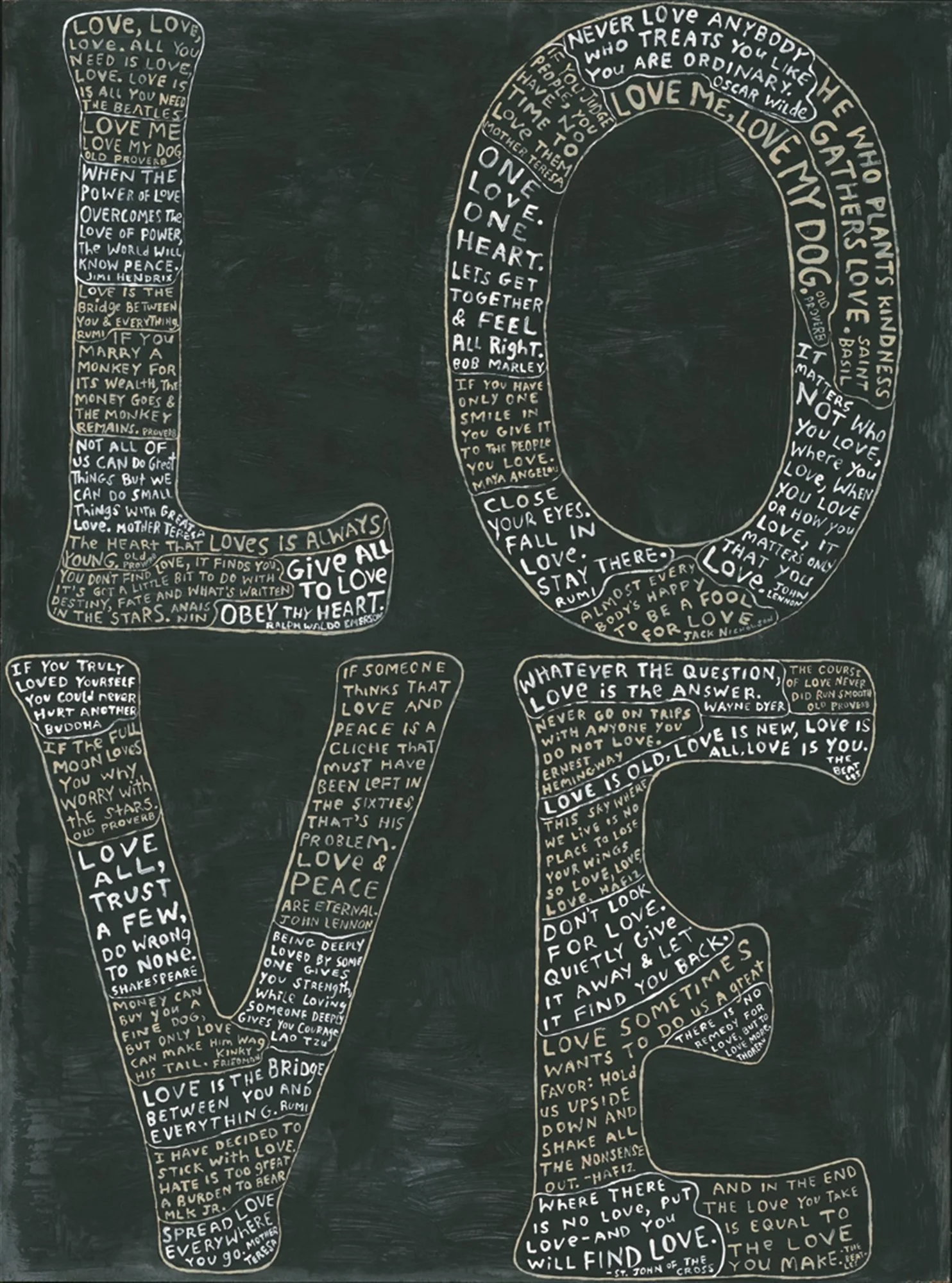 Art Print - L-O-V-E in White and Black