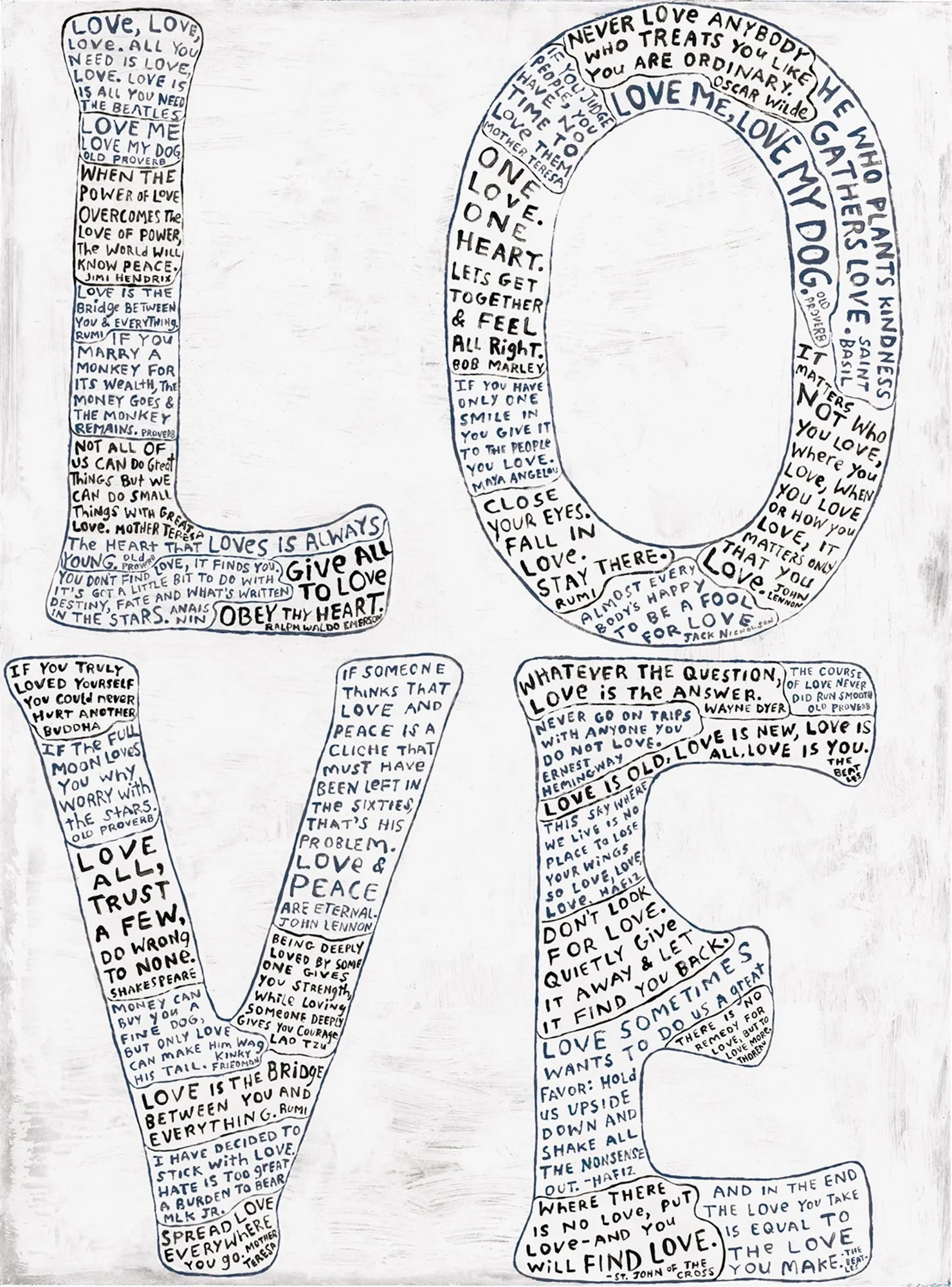 Art Print - L-O-V-E in White and Black - Image 3
