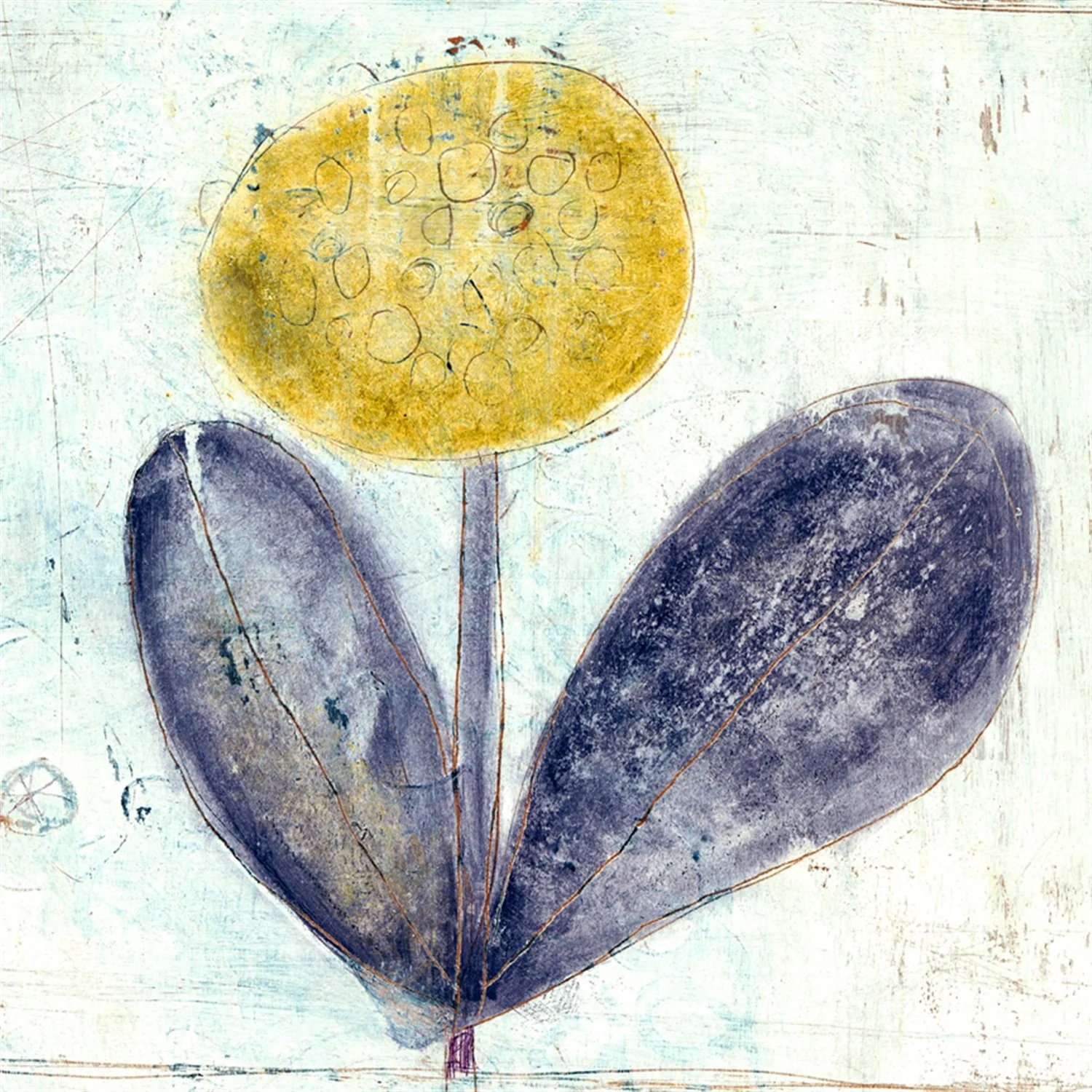 Art Print - Yellow Flower With Purple Leaves