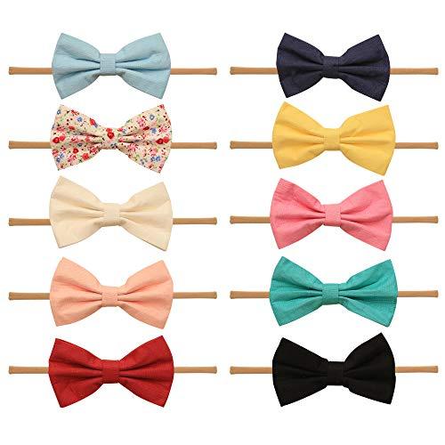 Baby Girl Headbands and bows - Nylon Headband Fits newborn toddler infant girls (Bow Tie Collection Mix)