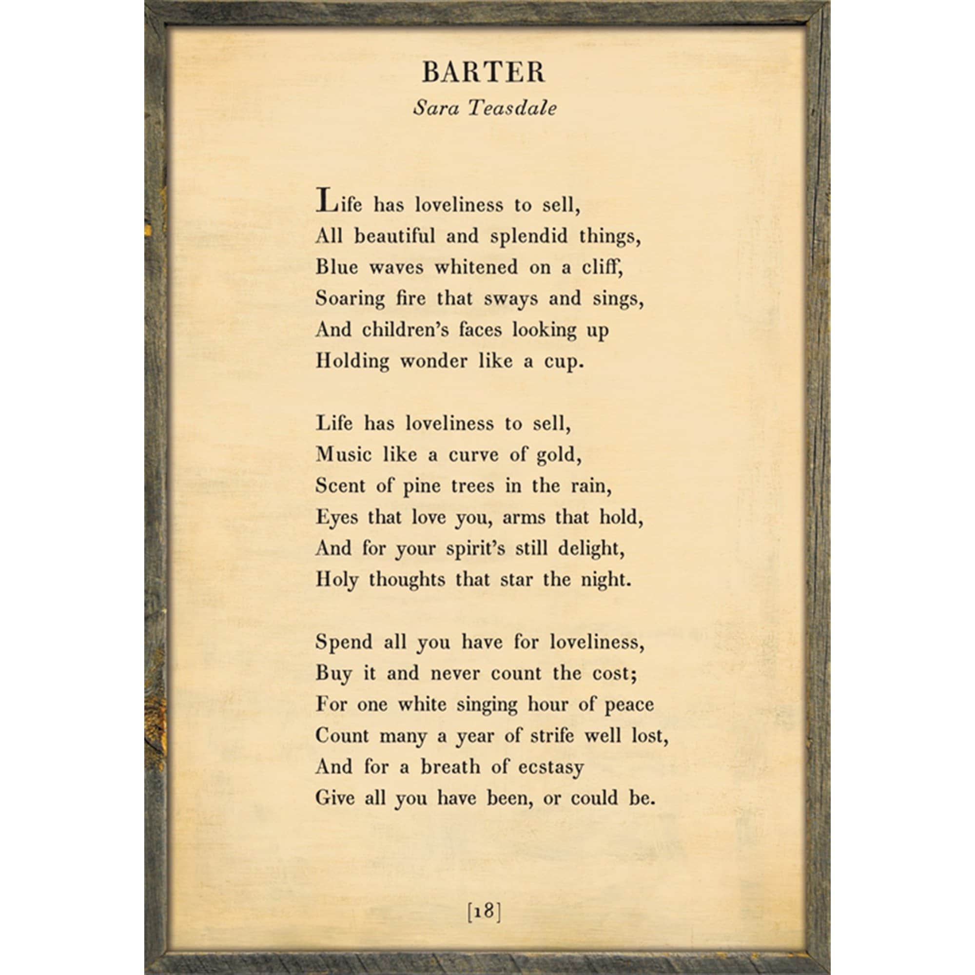 Barter - Poetry Collection Art Print