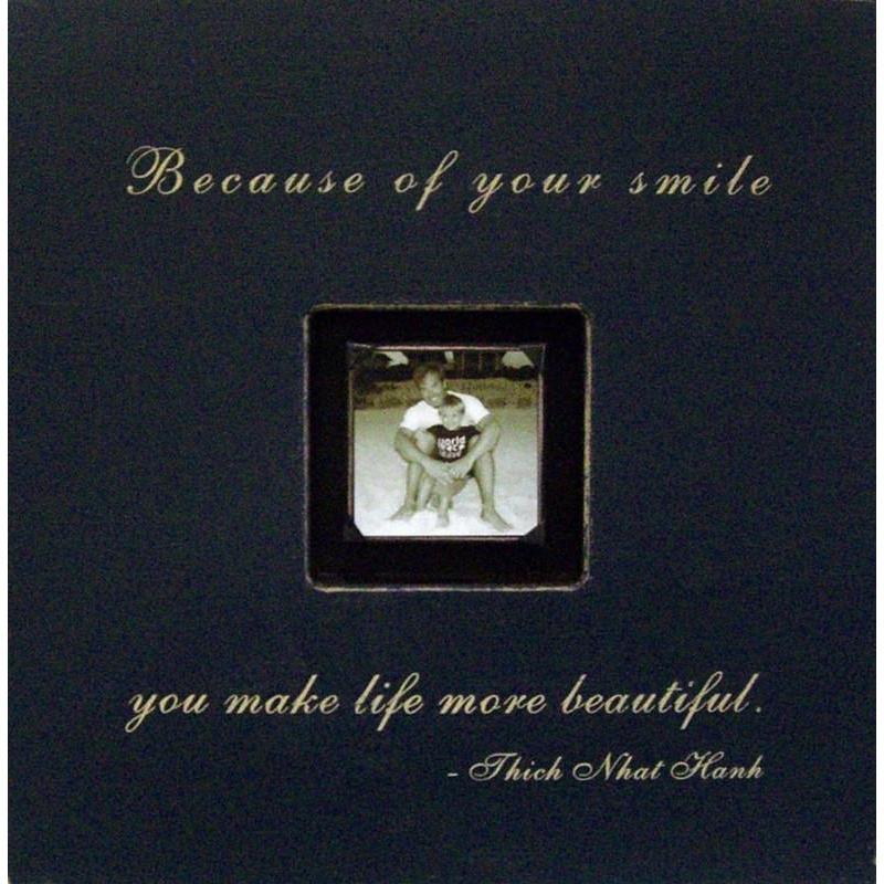 Handmade Wood Photobox with quote "Because of Your Smile"