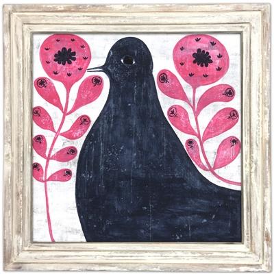 ART PRINT - BLACK BIRD IN FLOWERS - Image 2