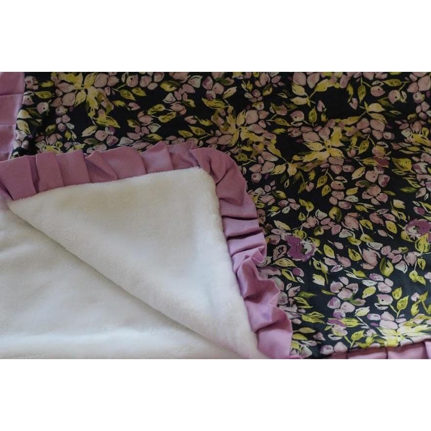 Blanket | Bougainvillea Lilac and Navy Floral Baby Bedding - Image 3