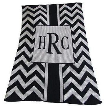 Chevron with Box Personalized Stroller Blanket or Baby Blanket