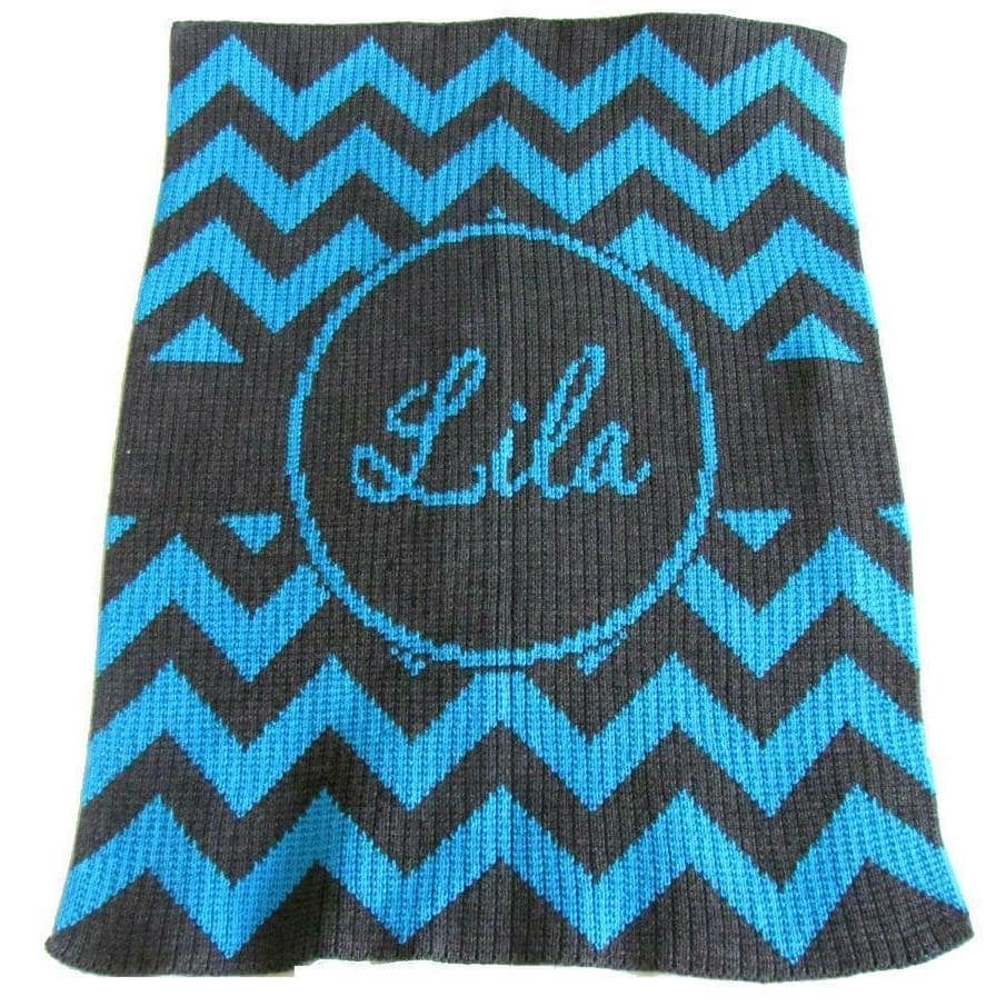 Chevron with Banner Personalized Stroller Blanket or Baby Blanket