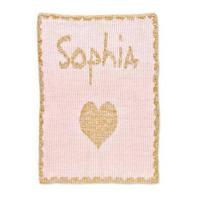 Metallic Single Heart & Scalloped Edge Stroller Blanket or Baby Blanket - Image 2