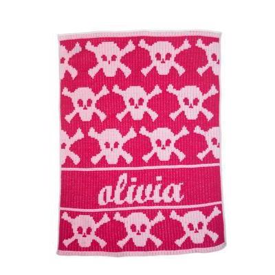 Lots of Skulls & Crossbones Personalized Stroller Blanket or Baby Blanket - Image 2