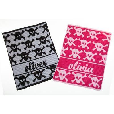 Lots of Skulls & Crossbones Personalized Stroller Blanket or Baby Blanket - Image 3