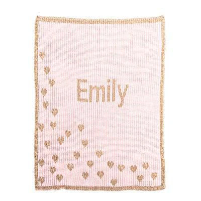 Metallic Sprinkled Hearts Personalized Stroller Blanket or Baby Blanket