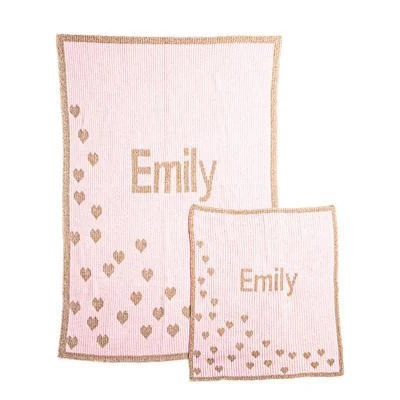 Metallic Sprinkled Hearts Personalized Stroller Blanket or Baby Blanket - Image 2