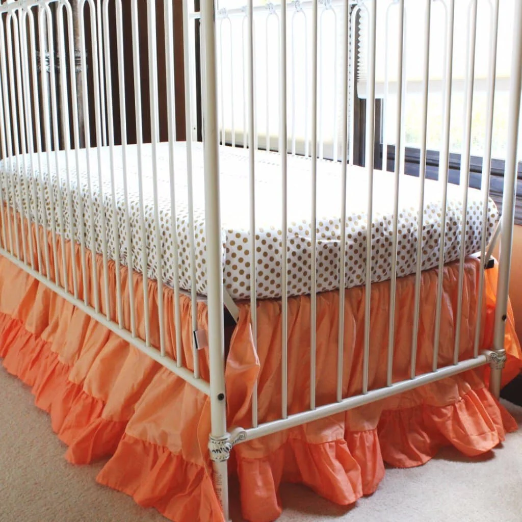 Molly's Gold Dots and Coral Ruffle Crib Bedding Set | Daybed Bedding - Image 3