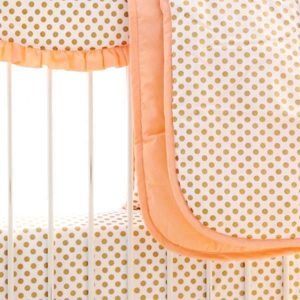 Molly's Gold Dots and Coral Ruffle Crib Bedding Set | Daybed Bedding - Image 7