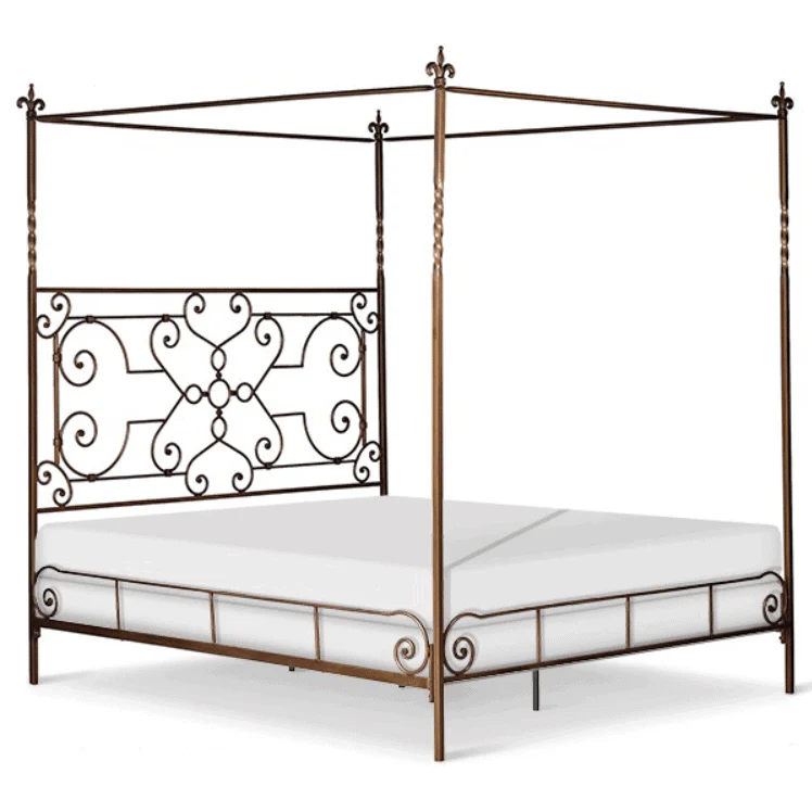 Corsican Iron Canopy Bed 41782 | Straight Canopy Bed with Scrolls