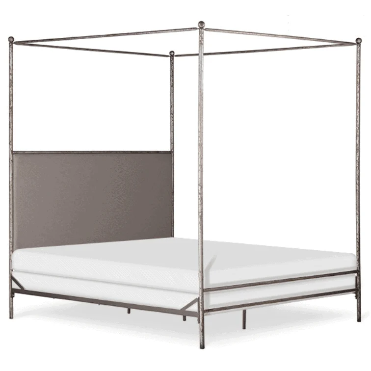 Corsican Iron Canopy Bed 43058 | Straight Canopy Bed with Upholstered Headboard Panel