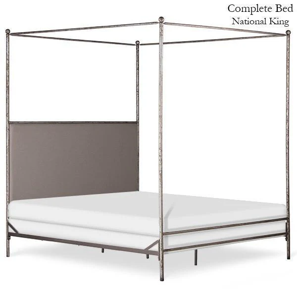 Corsican Iron Canopy Bed 43058 | Straight Canopy Bed with Upholstered Headboard Panel - Image 2