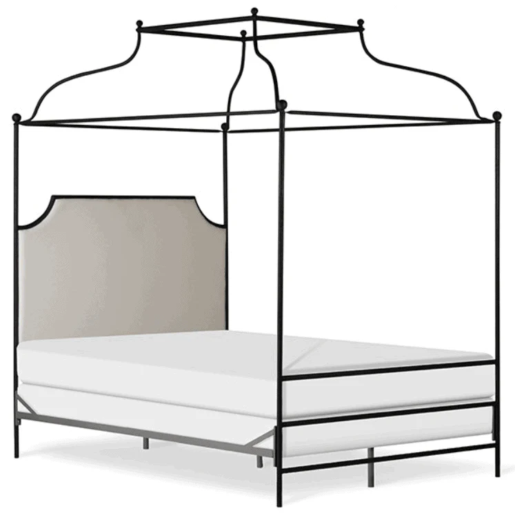 Corsican Iron Canopy Bed 43152 | Olivia Double Canopy Bed with Upholstered Headboard