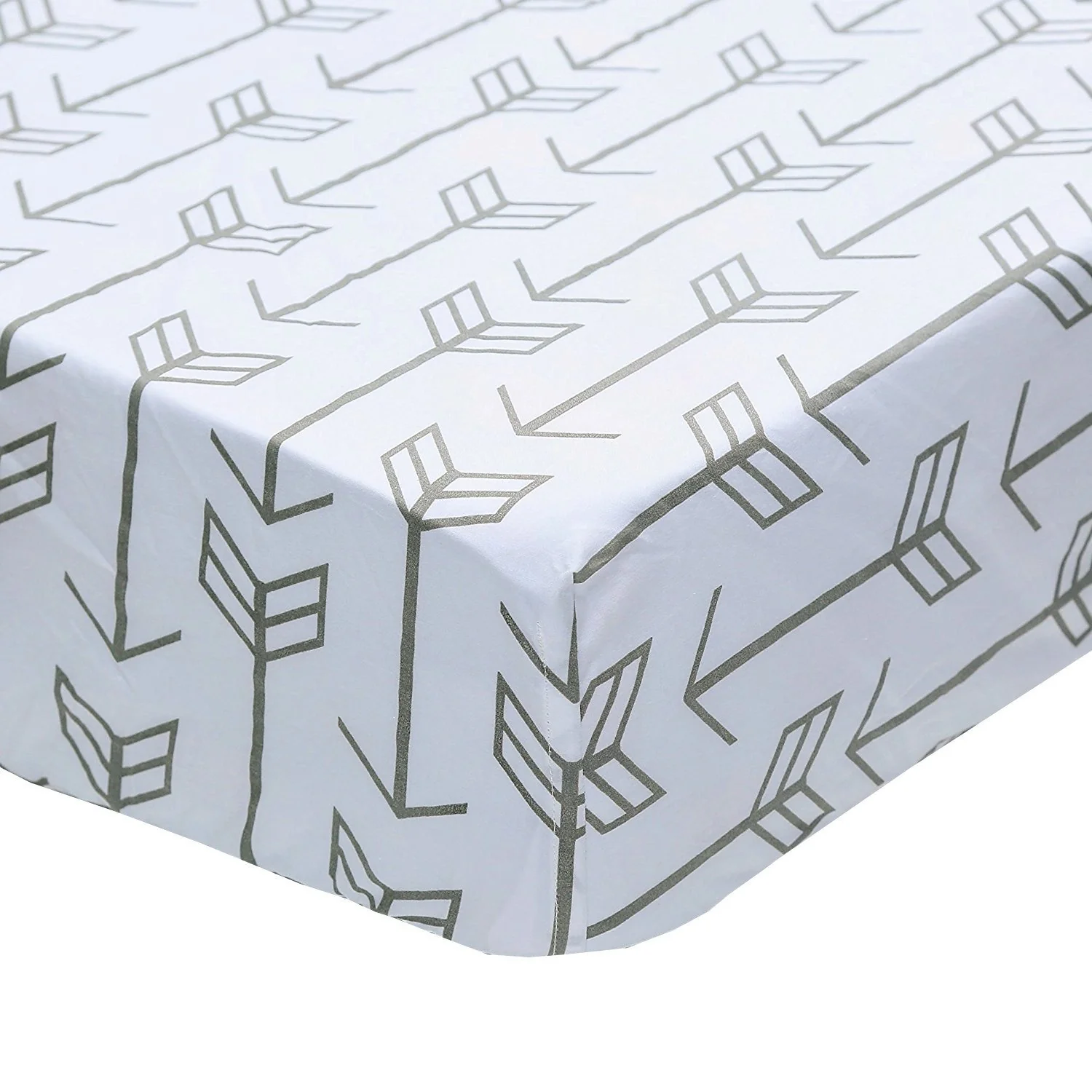 Crib Sheet | Arrows Gray White - Image 2