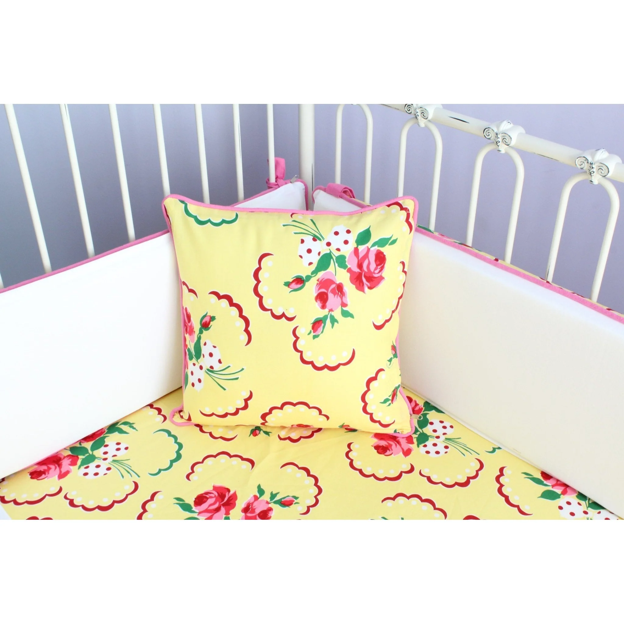 Emma's Yellow and Pink Floral Throw Pillow | Bold Bedding