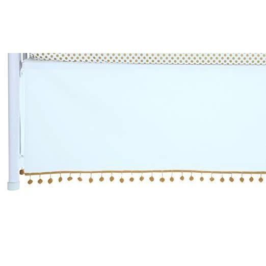 Flat White Denim Pom Pom Crib Skirt (Mustard) - Image 2