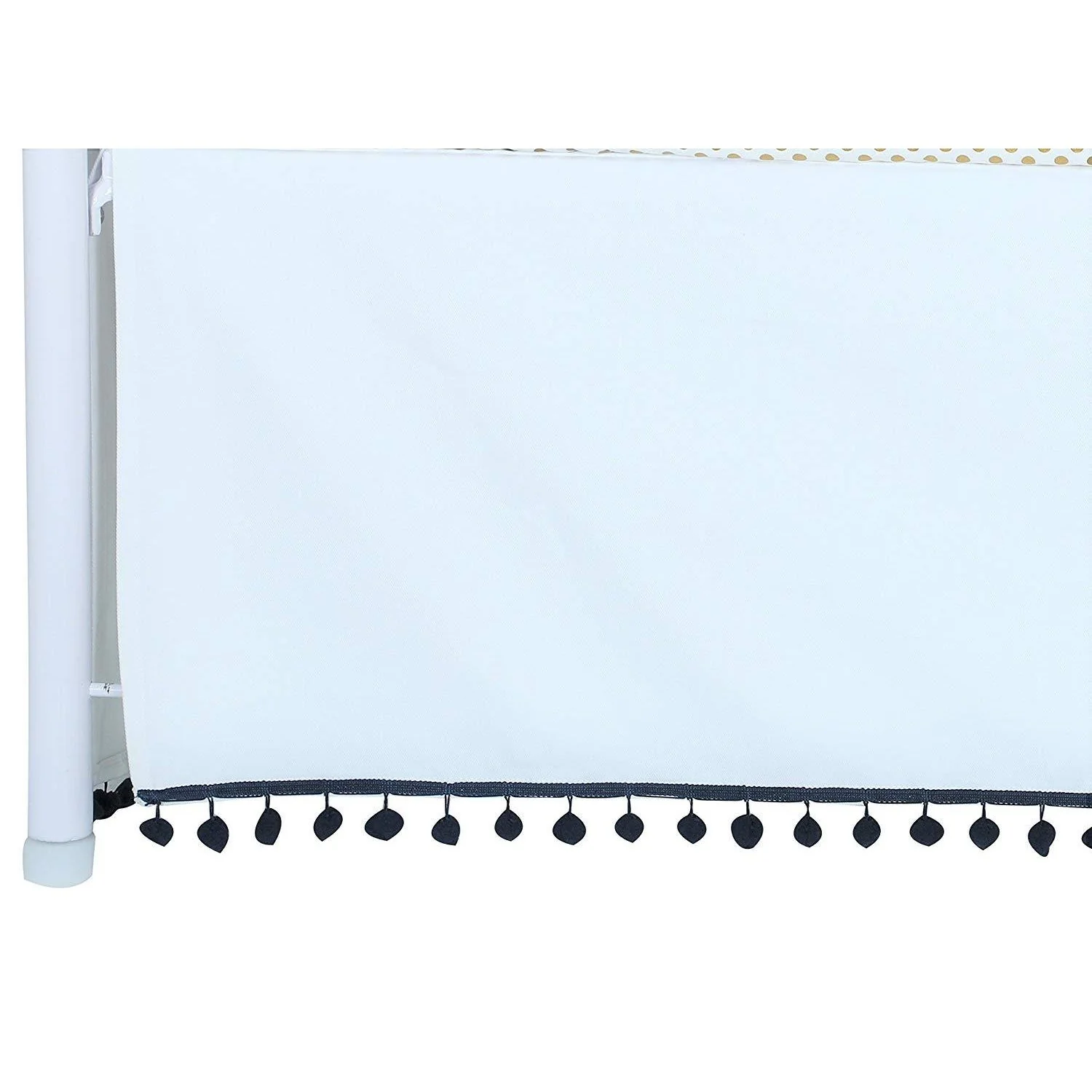 Flat White Denim Pom Pom Crib Skirt (Navy)