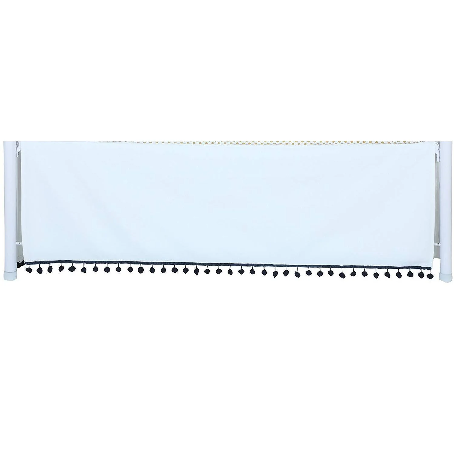 Flat White Denim Pom Pom Crib Skirt (Navy) - Image 2