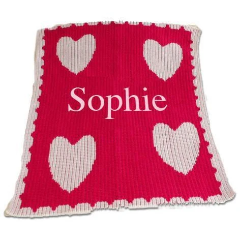Floating Hearts with Scalloped Edge Personalized Blanket - Stroller, Crib, Throw and XL sizes
