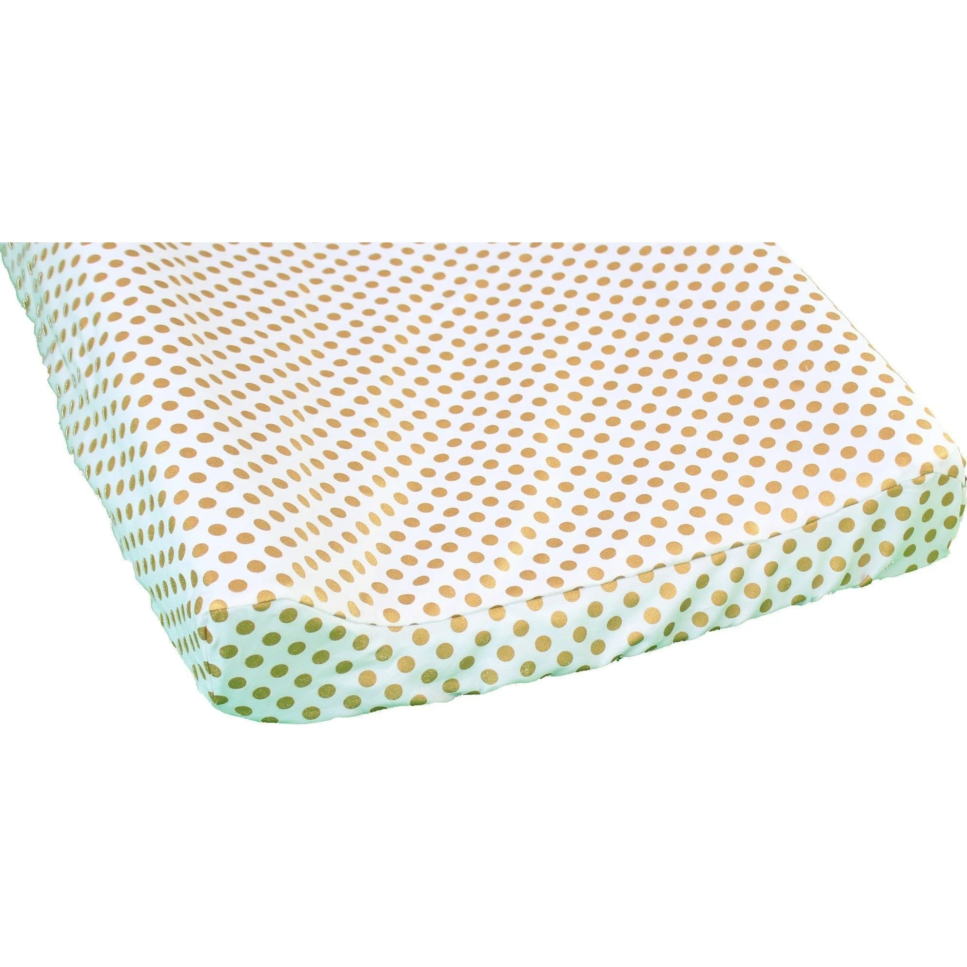 Alexa's Girl Baby Bedding - Gold Dots with Peach and Coral Waterfall Ruffled Skirt - Image 4