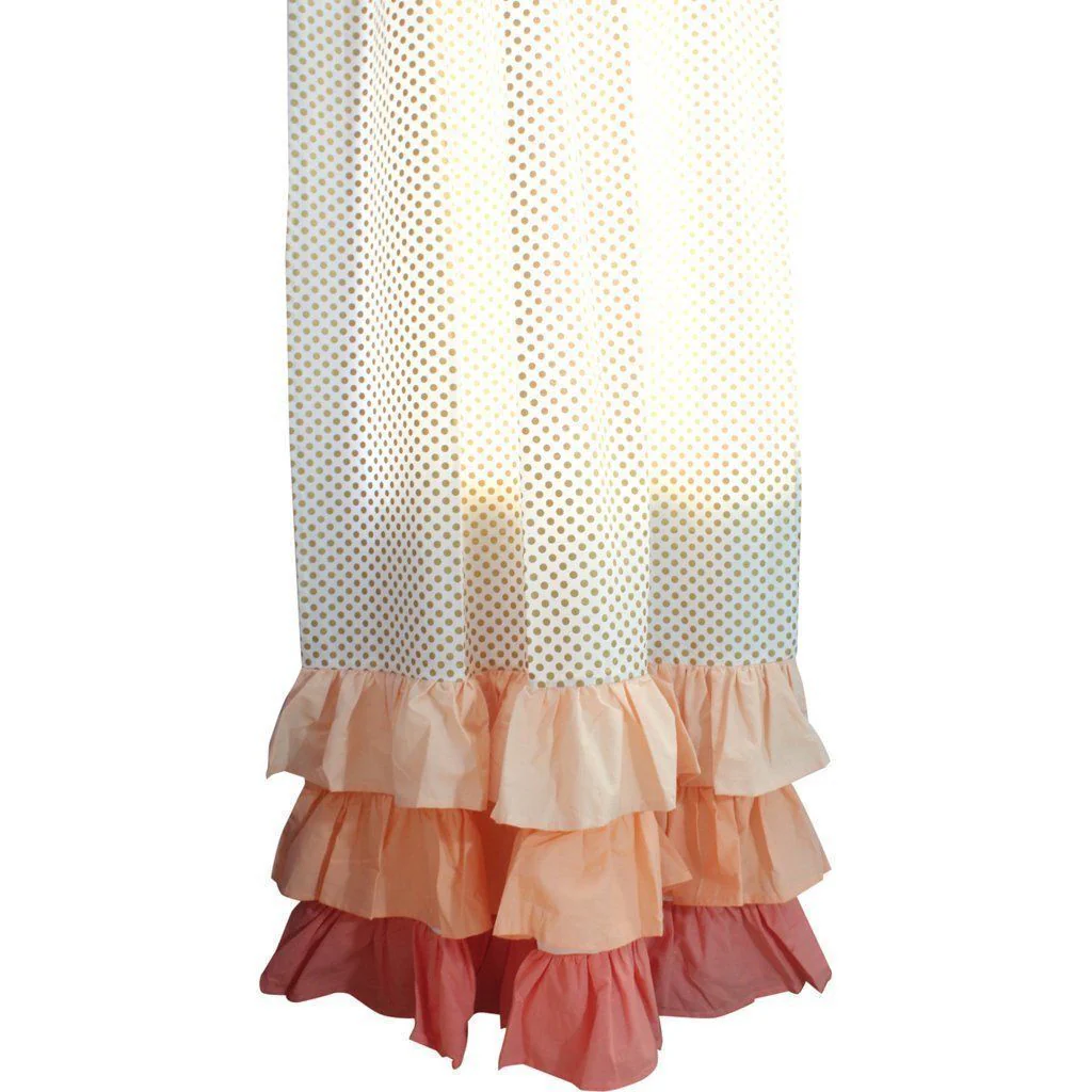 Alexa's Girl Baby Bedding - Gold Dots with Peach and Coral Waterfall Ruffled Skirt - Image 5