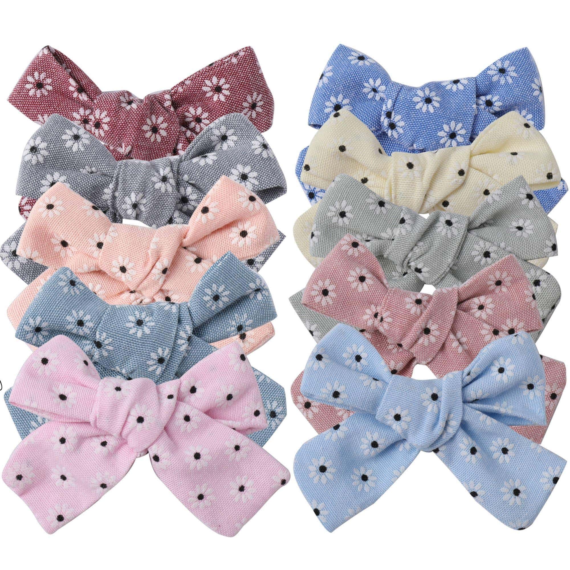 Floral hair clips bows for toddler girls - girl hair accessories barrettes - bow alligator clip for Teens Kids Toddlers (Linen Mix)