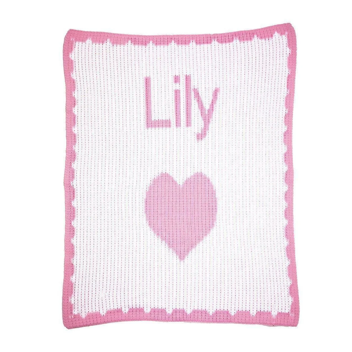 Single Heart and Scalloped Edge Personalized Stroller Blanket or Baby Blanket