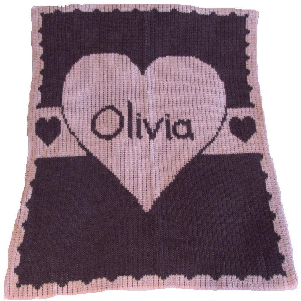 Heart with Banner Personalized Stroller Blanket or Baby Blanket