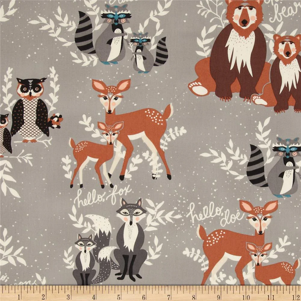 Hello Bear Oh Hello Fog Fabric 22 in remnant
