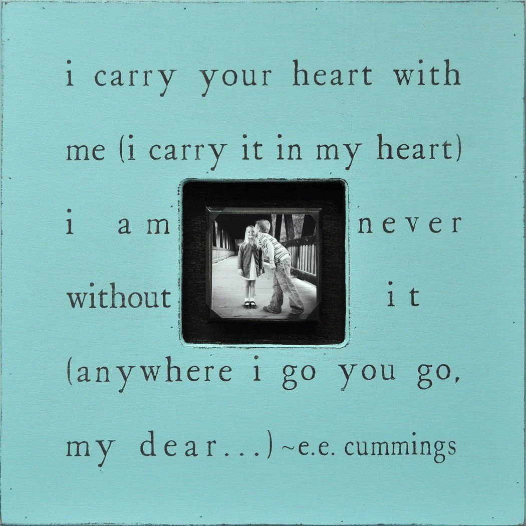 Handmade Wood Photobox with quote "I Carry Your Heart"