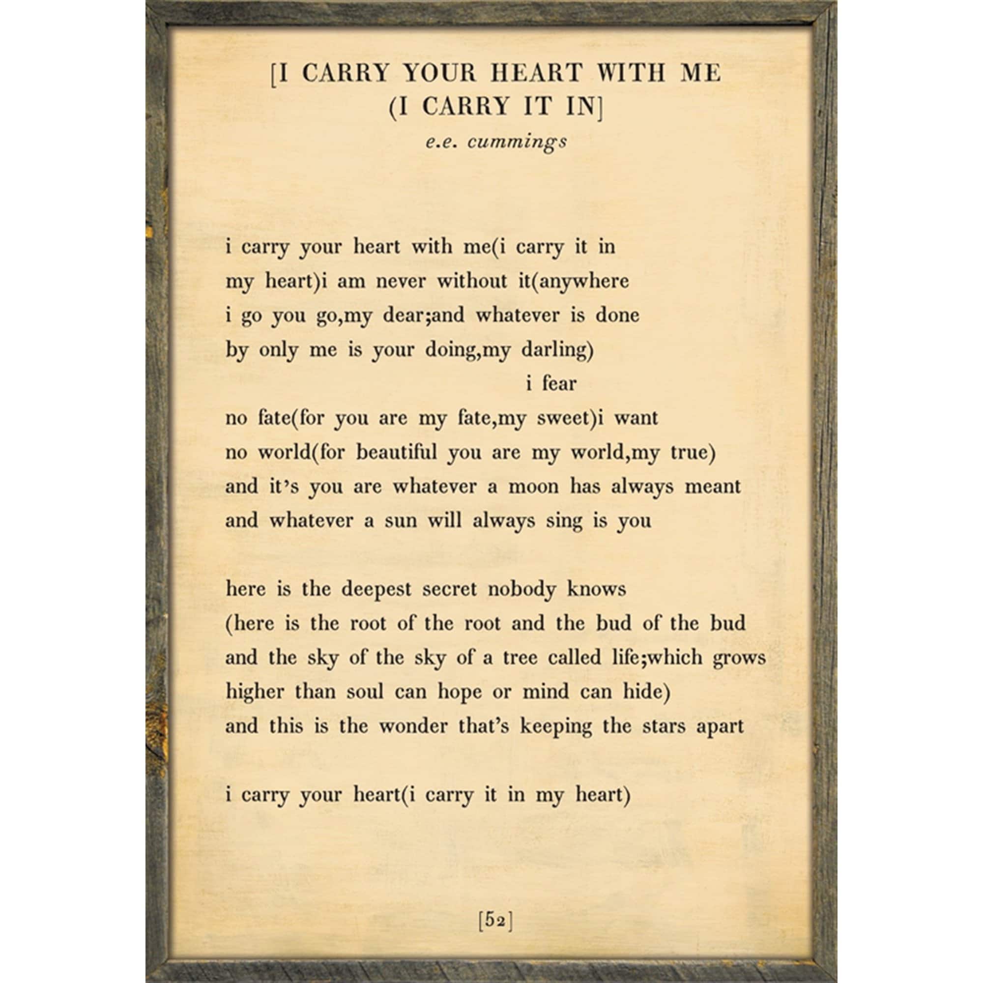 I Carry Your Heart - Poetry Collection Art Print