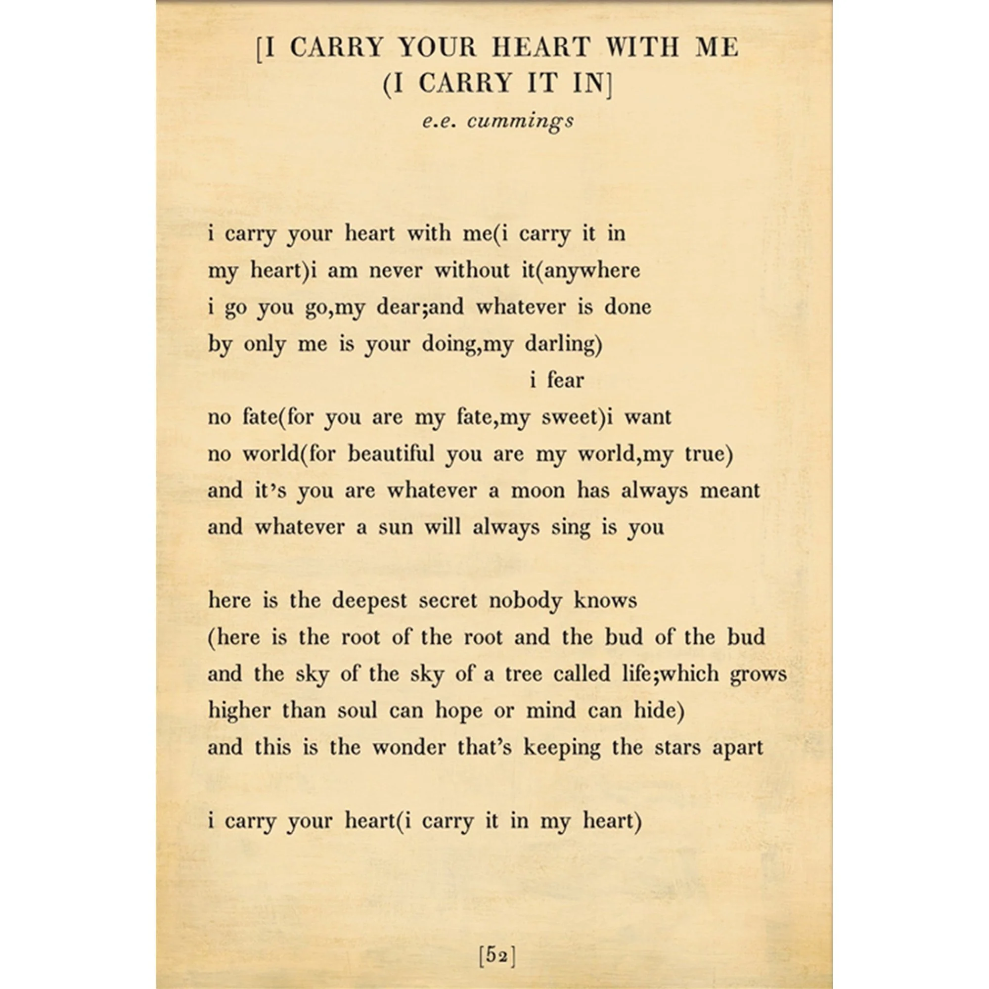 I Carry Your Heart - Poetry Collection Art Print - Image 2