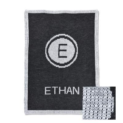 Metallic Initial Stamp and Name Personalized Stroller Blanket or Baby Blanket