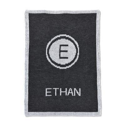 Metallic Initial Stamp and Name Personalized Stroller Blanket or Baby Blanket - Image 2