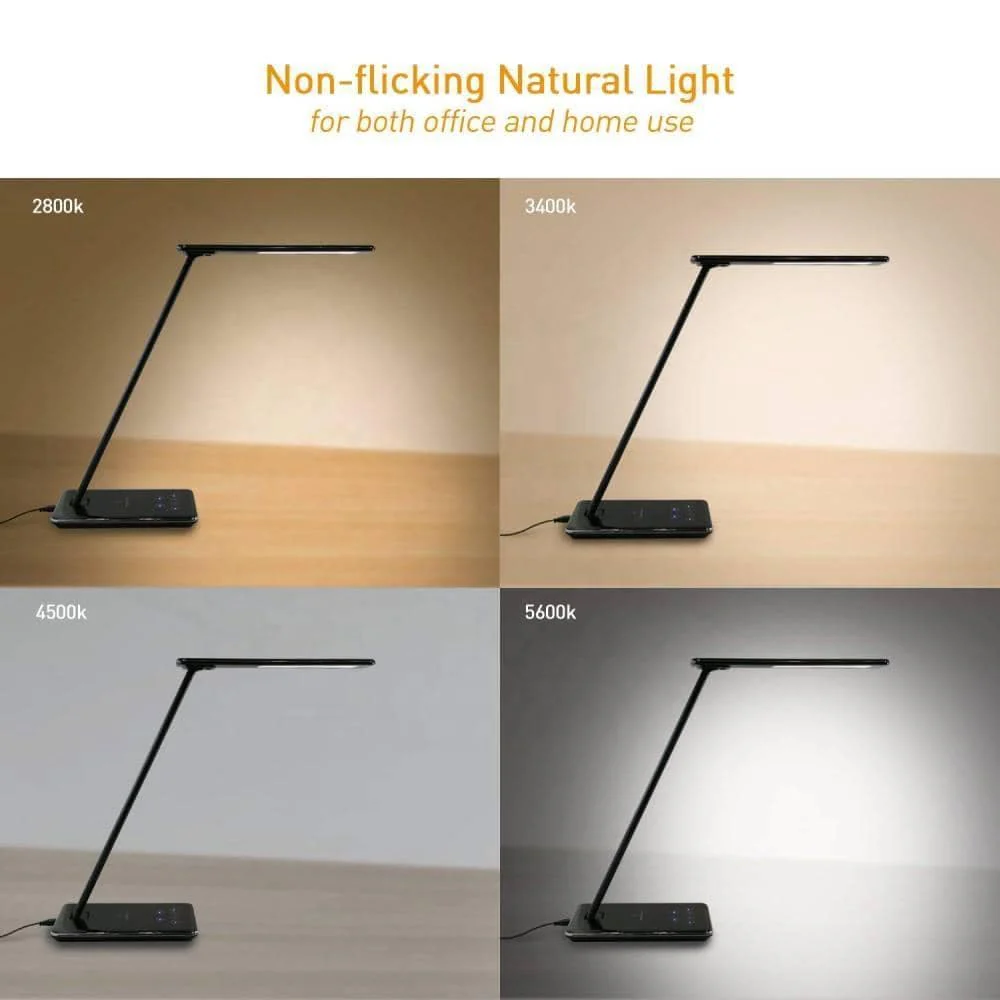 LED Desk Lamp with Qi-Enabled Wireless Charger, USB Charging Port, 2 Color Temperatures & 8 Brightness Levels, 1 Hour Timer - Image 12