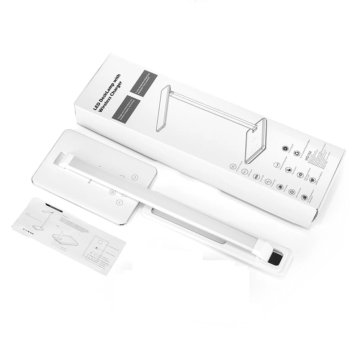LED Desk Lamp with Qi-Enabled Wireless Charger, USB Charging Port, 2 Color Temperatures & 8 Brightness Levels, 1 Hour Timer - Image 6