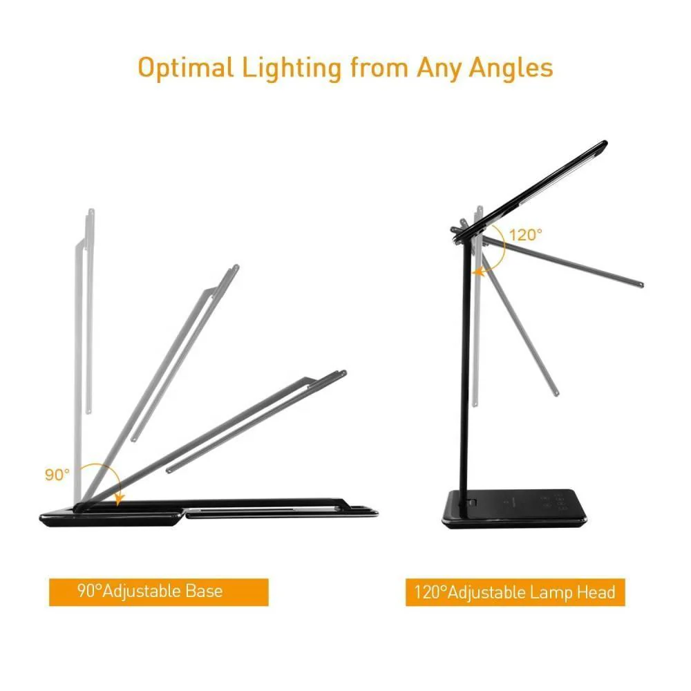 LED Desk Lamp with Qi-Enabled Wireless Charger, USB Charging Port, 2 Color Temperatures & 8 Brightness Levels, 1 Hour Timer - Image 8