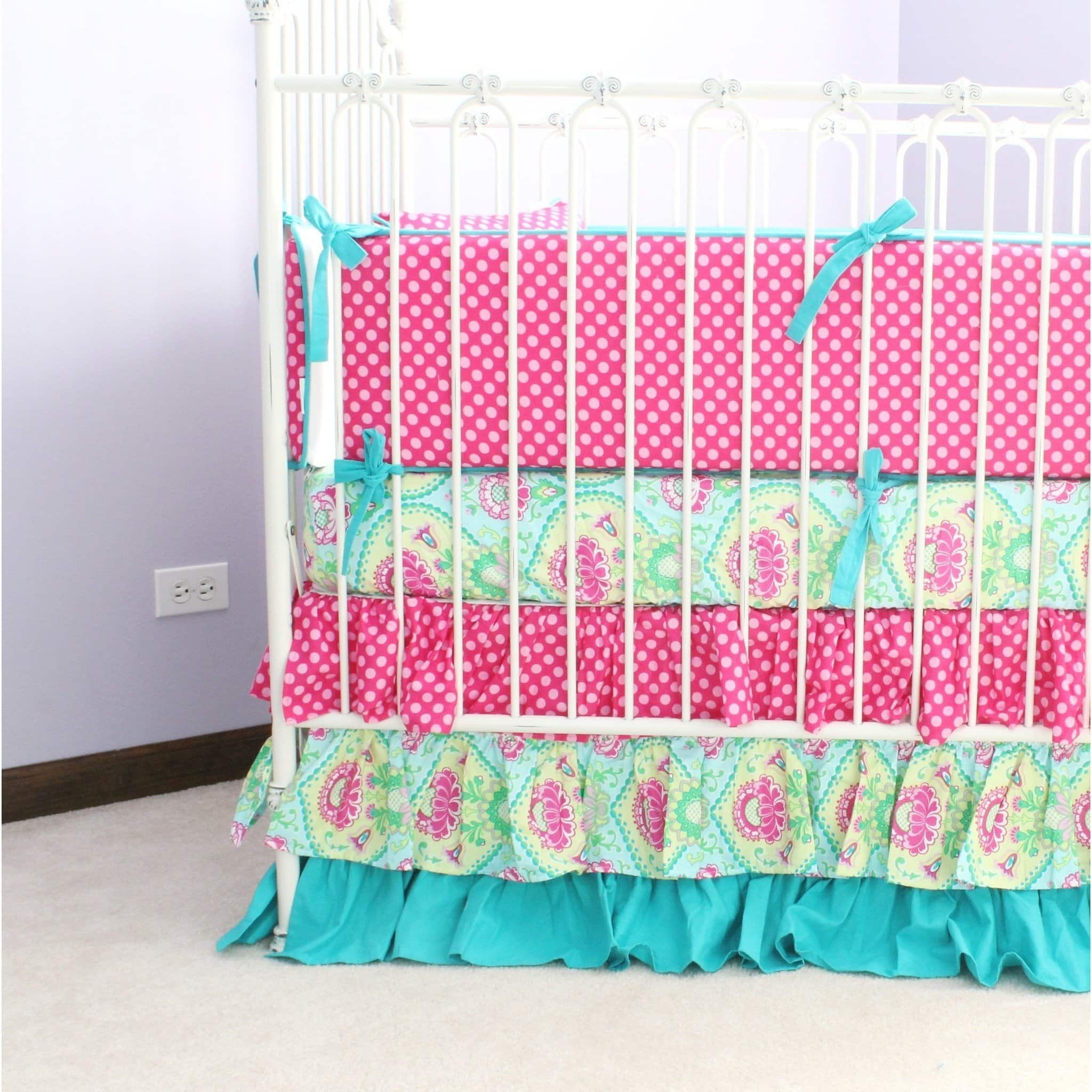 Lavinia Aqua Ruffled Crib Baby Bedding Set - Image 5