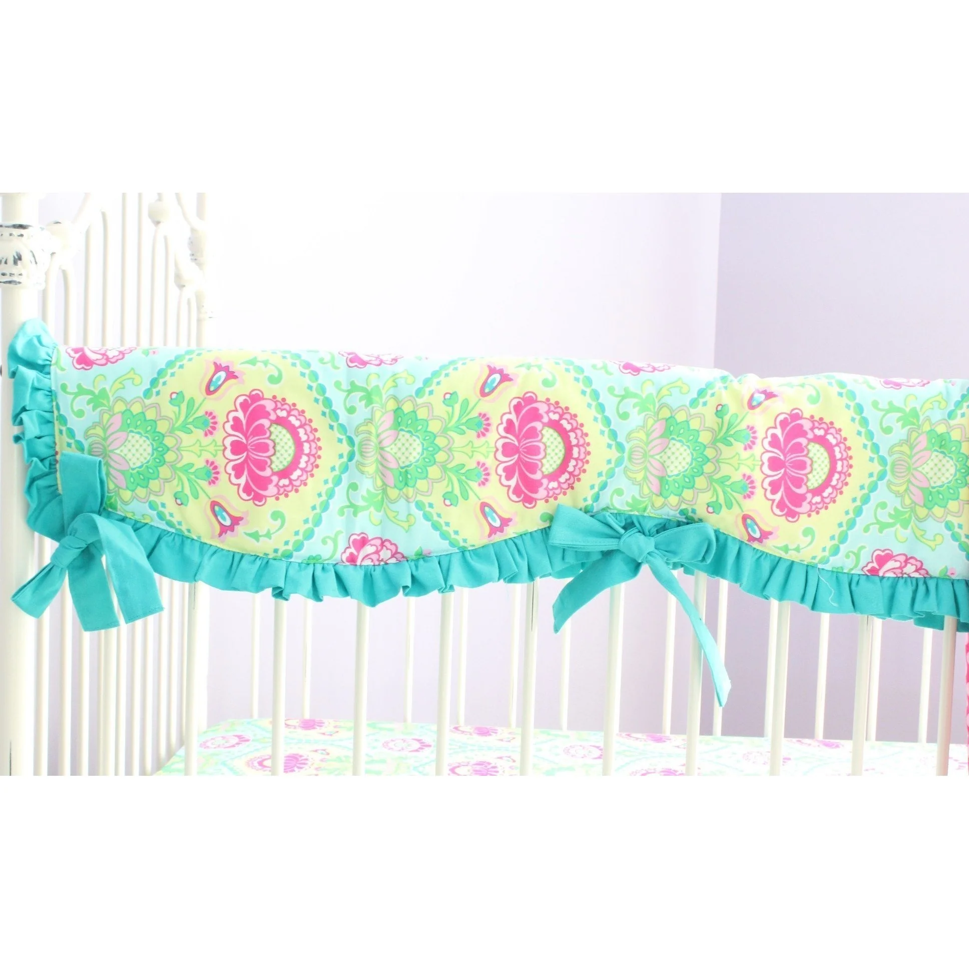 Lavinia Aqua Ruffled Crib Baby Bedding Set - Image 6