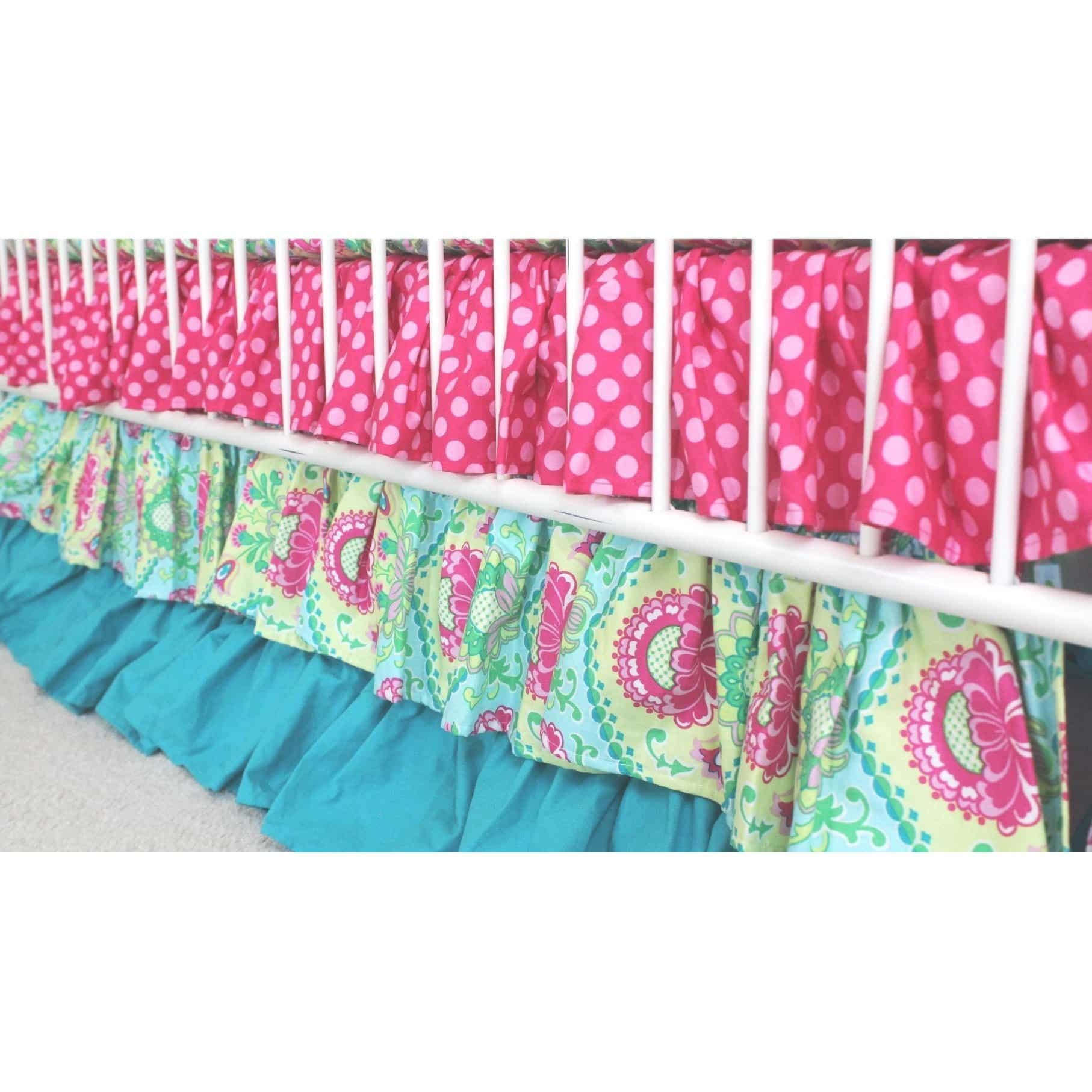 Lavinia Aqua Ruffled Crib Baby Bedding Set - Image 7