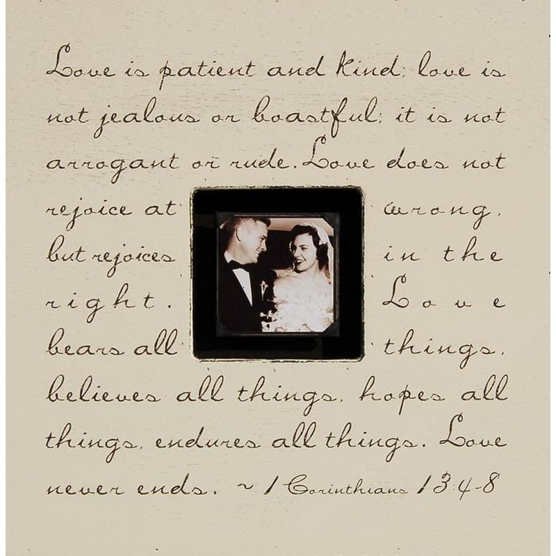 Handmade Wood Photobox with quote "Love Is Patient"