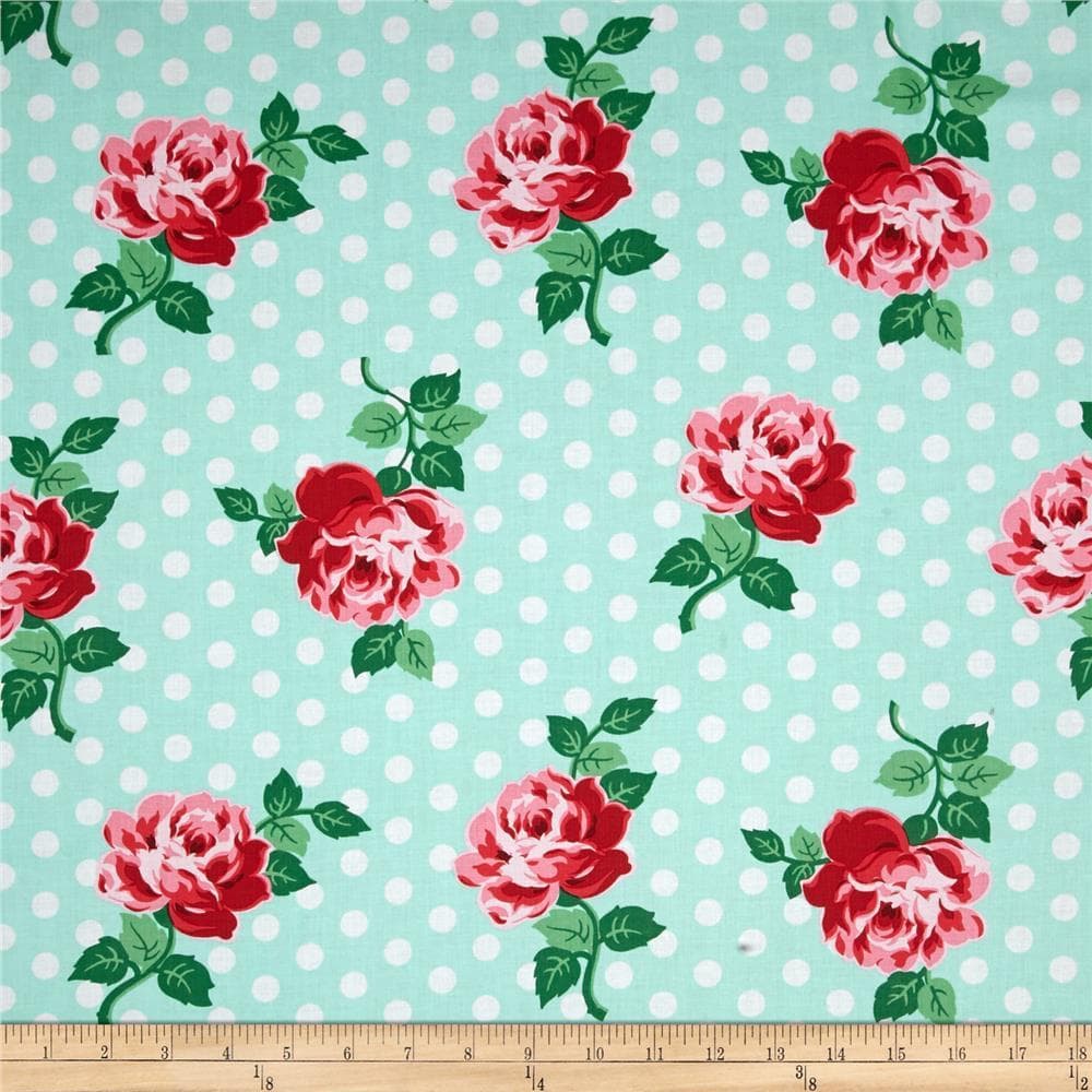 Lucy Aqua Fabric by the Yard | 100% Cotton